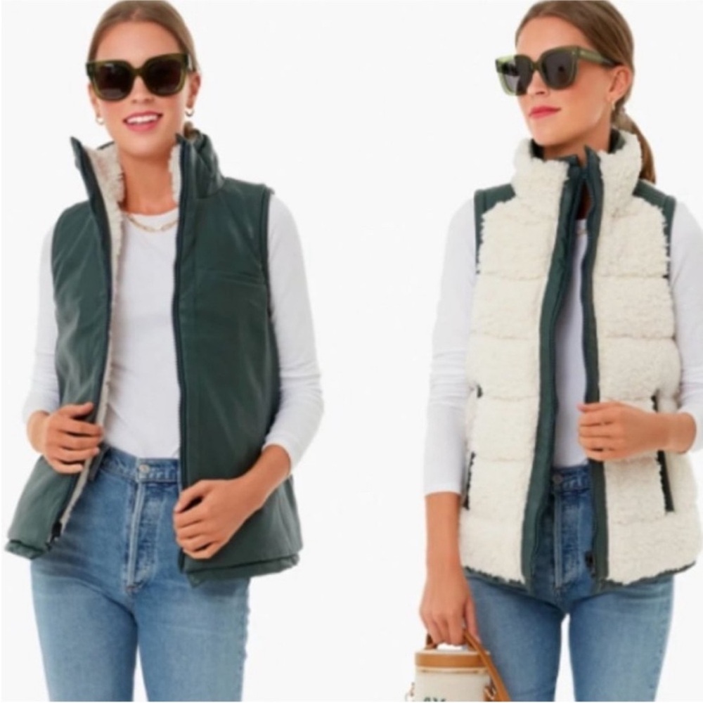 Reversible Green and Cream Vest M
